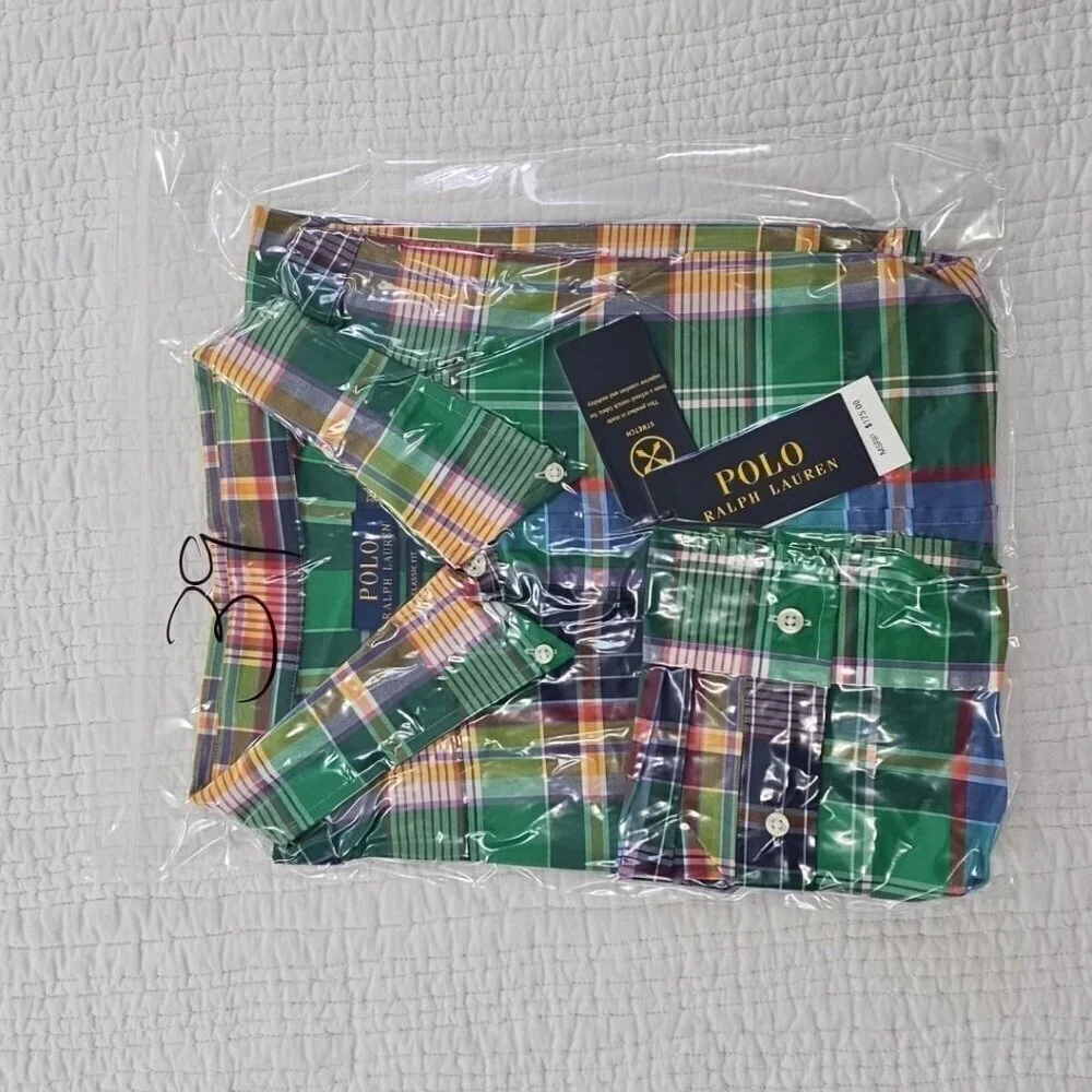 NEW Polo Ralph Lauren Classic Twill Shirt 3XB Green Plaid Blue Pony NWT MSRP$125